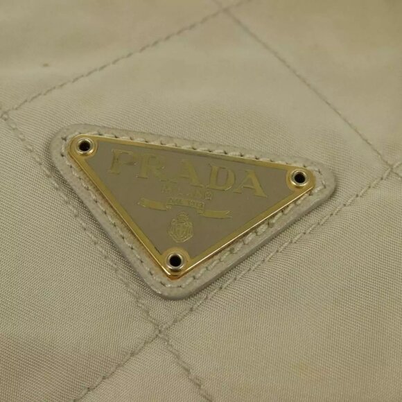 PRADA Chain Hand Bag Nylon Beige Gold Auth mr979 - Picture 13 of 16